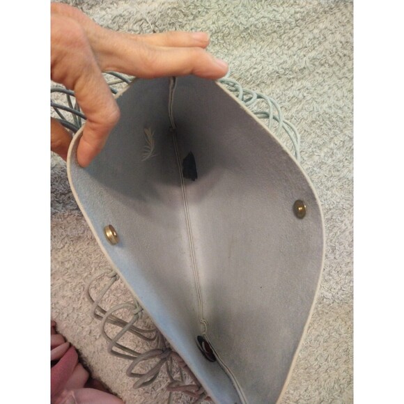 Blue Netted Hobo Shoulder Bag Boho Beachy Summer - Picture 6 of 8